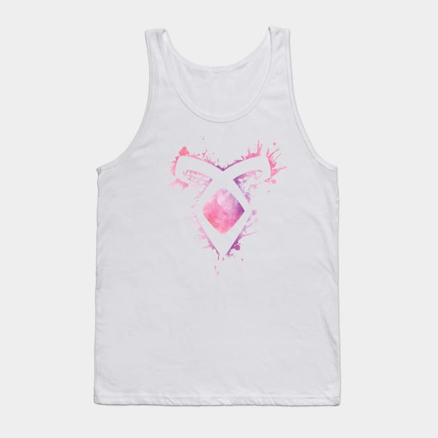 Shadowhunters rune / The Mortal Instruments - Angelic power rune voids and outline splashes (pink watercolour) - Clary, Alec, Izzy, Jace, Magnus - Malec Tank Top by Vane22april